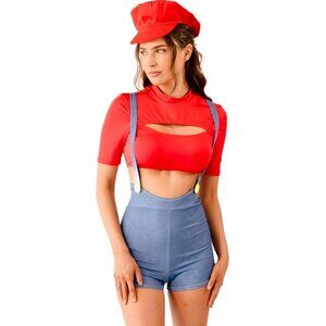 NWT Mario Fire Flower Costume for Women Red Plumber Halloween Costume XS/S